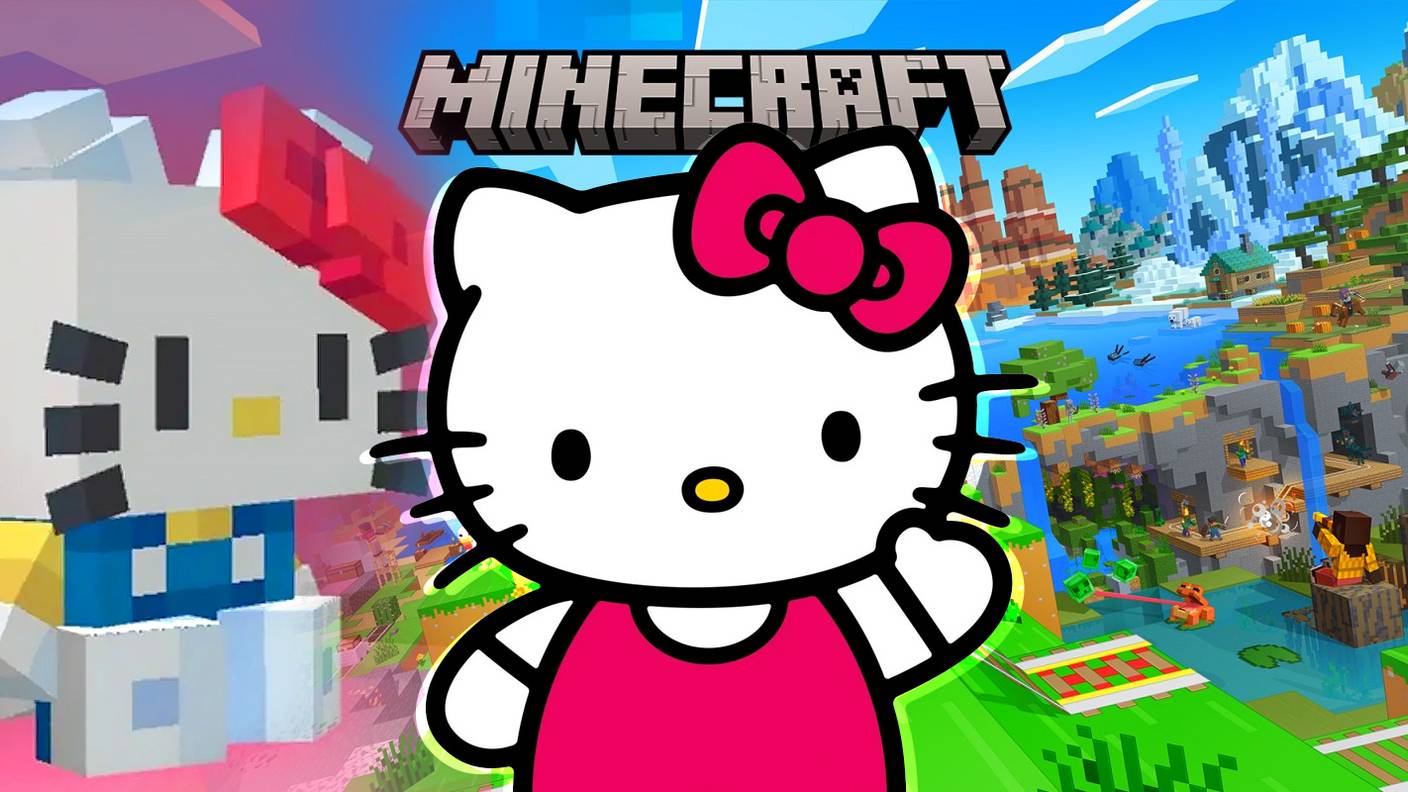 Event Island - Special island for build contests and mini‑games. Hello Kitty and Minecraft landscape.