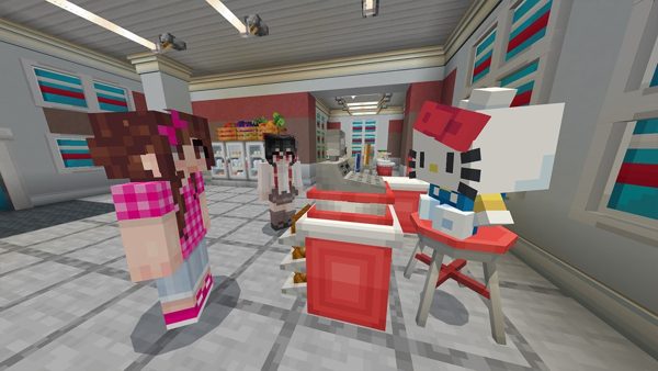 Market area - Player shops and server market in one cozy district. Indoor store scene with Hello Kitty.